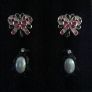 2 Pairs of Vintage Avon Holiday Clip-On Earrings